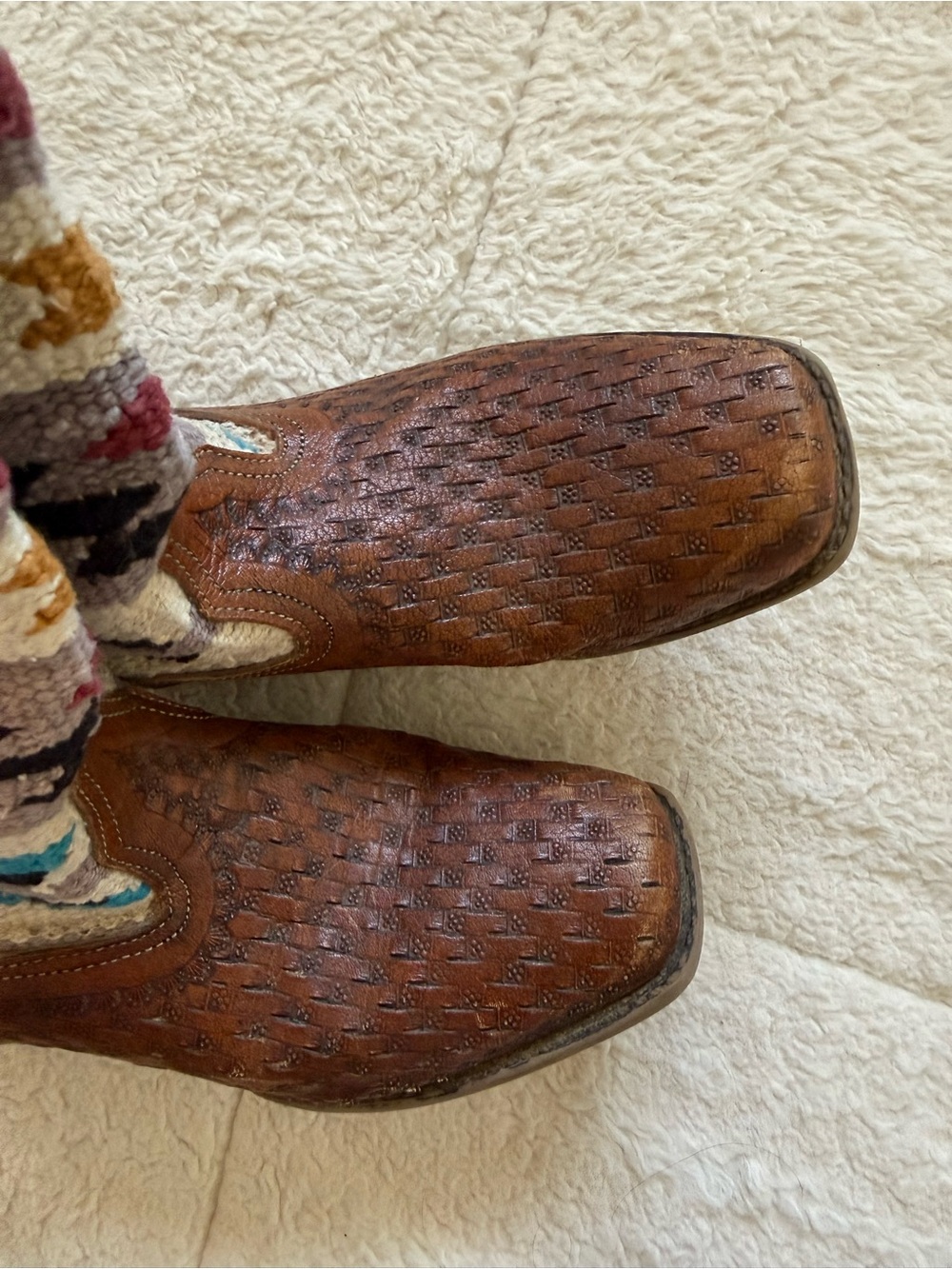 Roper Womens 6.5 Brown Leather Southwestern Aztec Cowboy Boots Boho Western - Picture 5 of 9